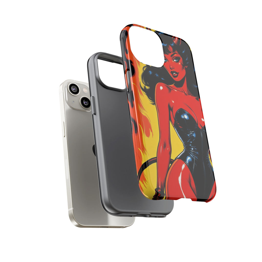 Devil Pin-Up Phone Case — Vintage Kitsch Flame Design