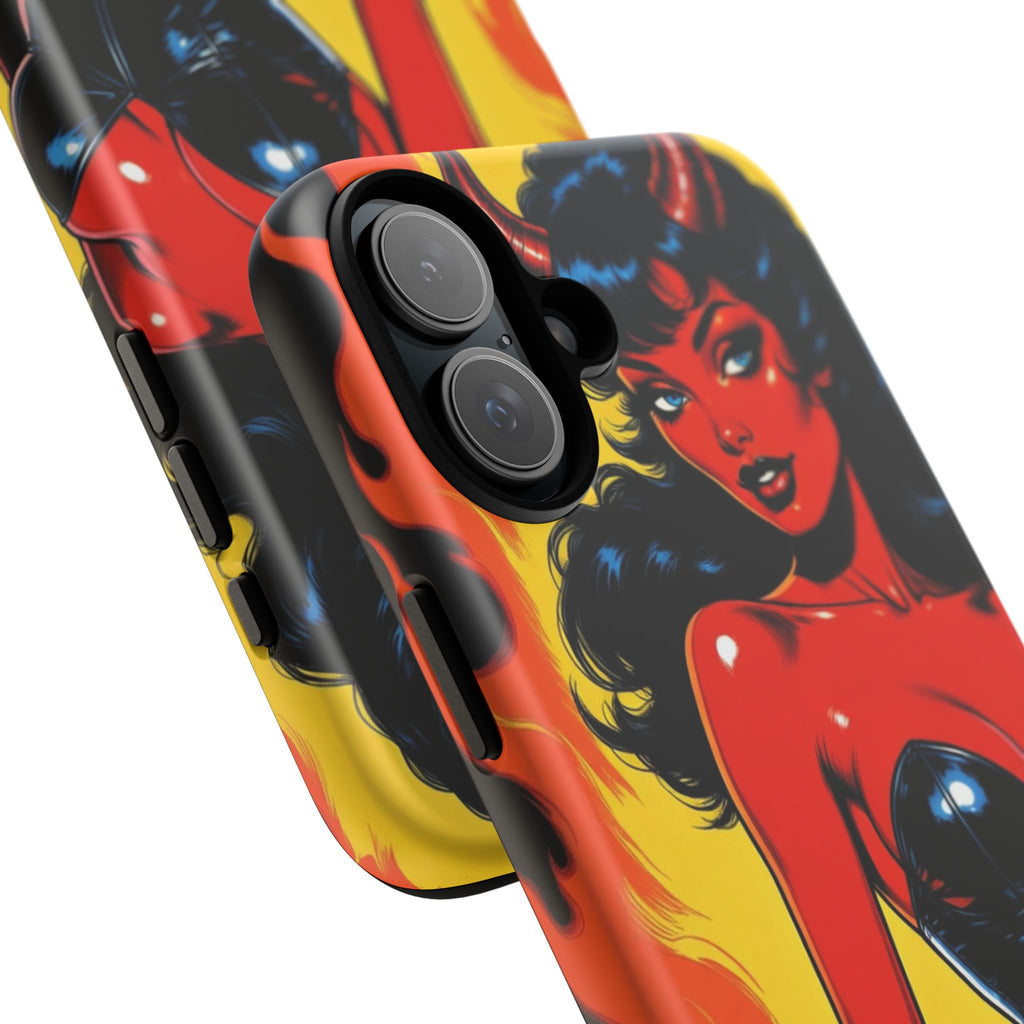 Devil Pin-Up Phone Case — Vintage Kitsch Flame Design