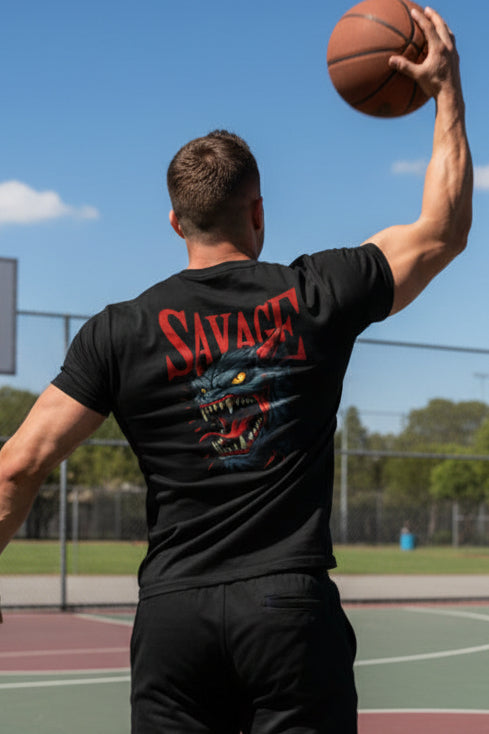 Savage Wolf Graphic T-Shirt — Fierce Retro Beast Design