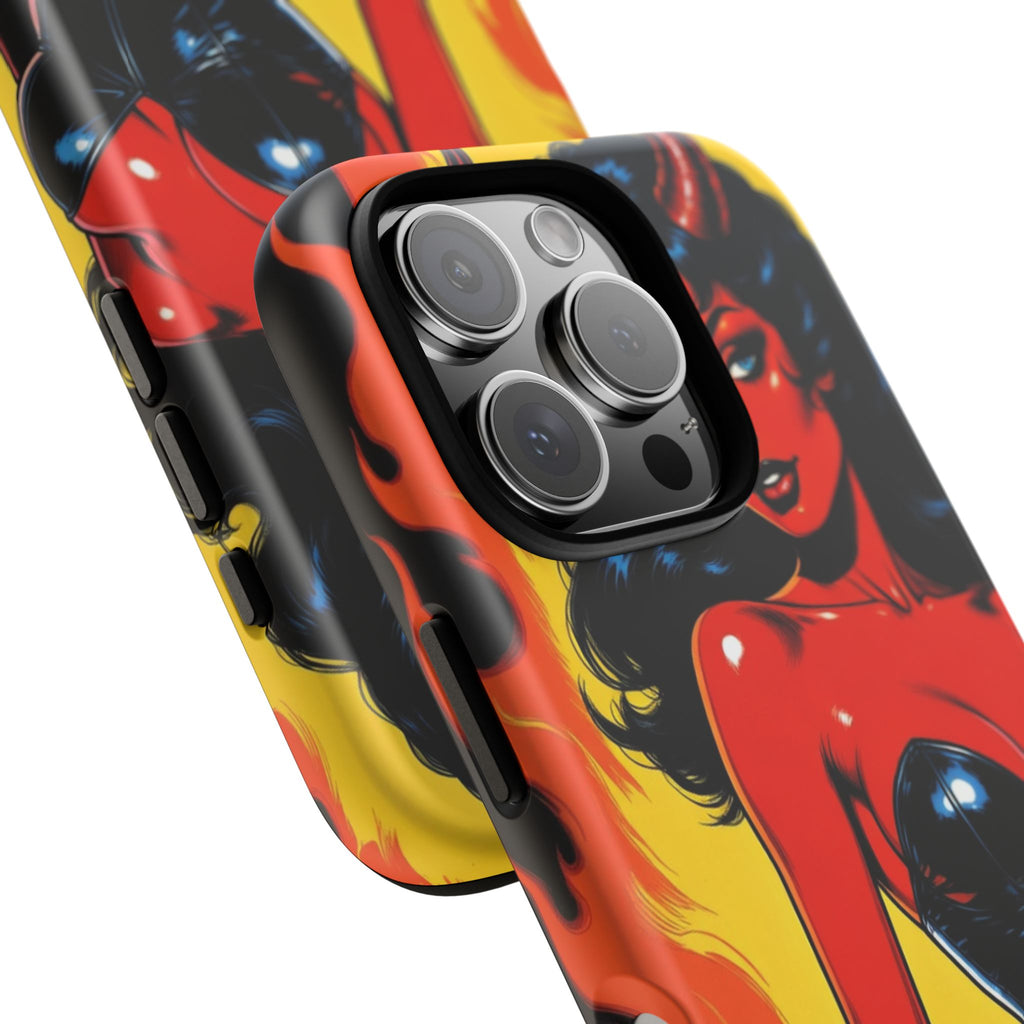 Devil Pin-Up Phone Case — Vintage Kitsch Flame Design