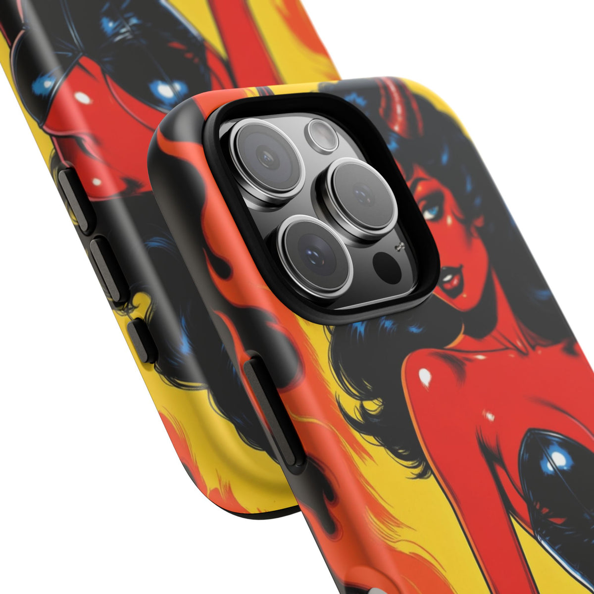 Devil Pin-Up Phone Case — Vintage Kitsch Flame Design