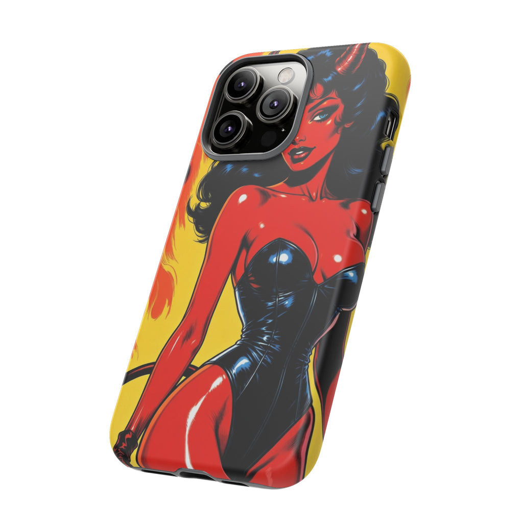 Devil Pin-Up Phone Case — Vintage Kitsch Flame Design