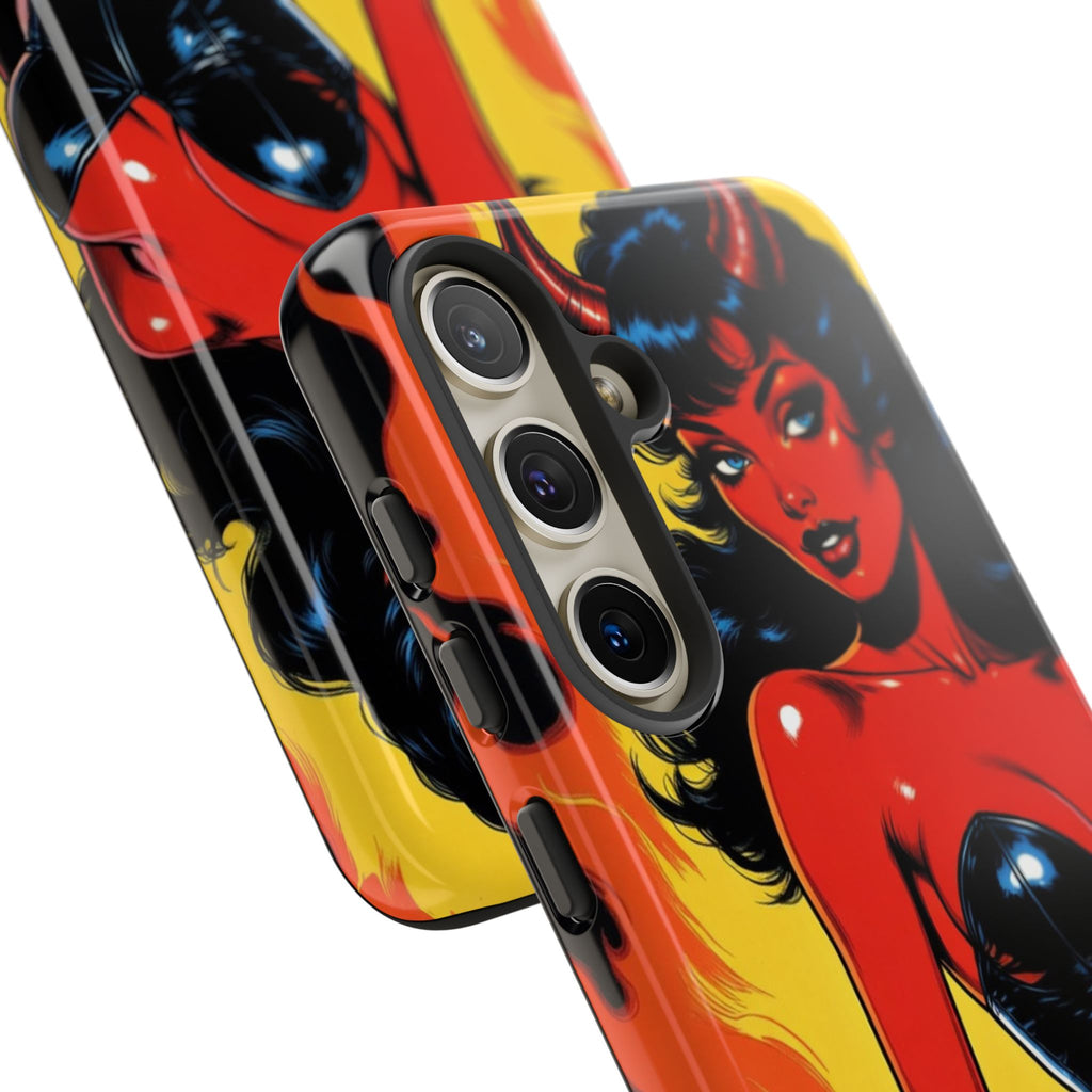 Devil Pin-Up Phone Case — Vintage Kitsch Flame Design