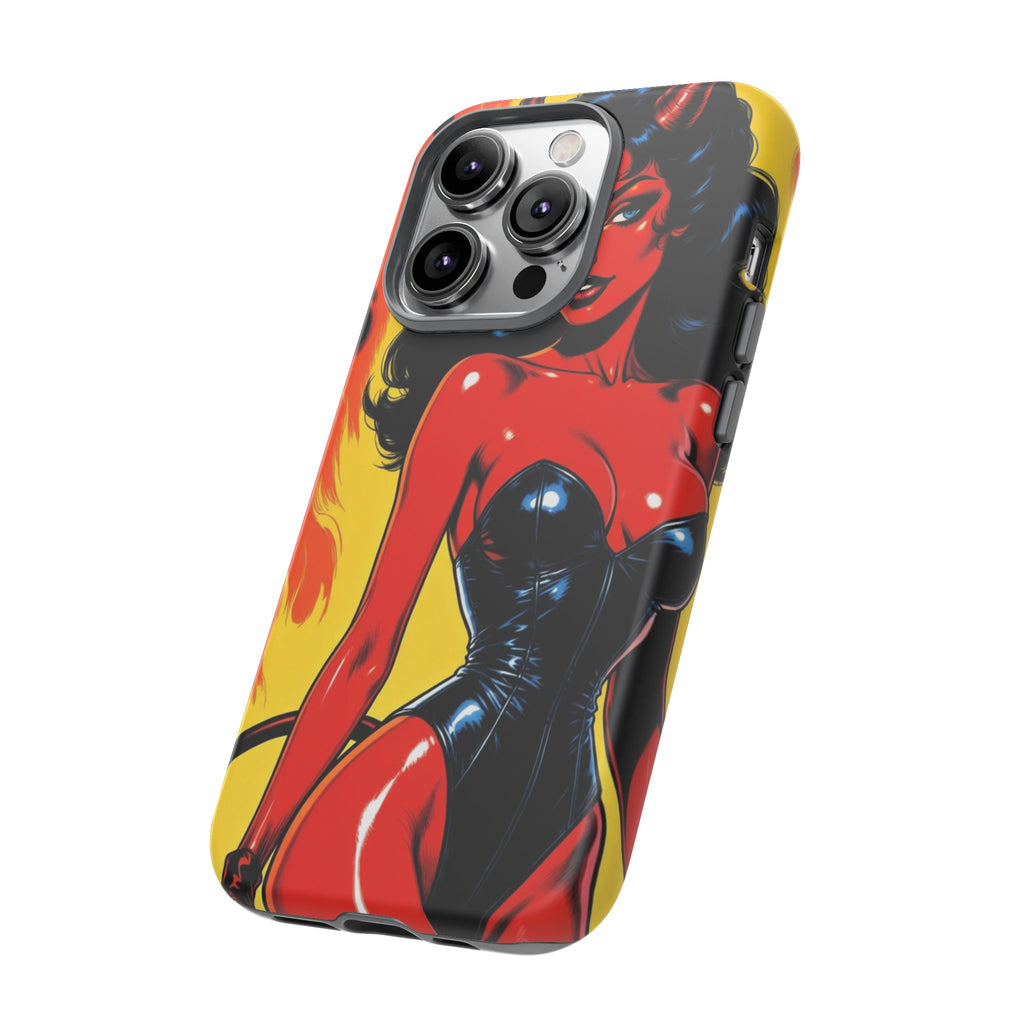 Devil Pin-Up Phone Case — Vintage Kitsch Flame Design
