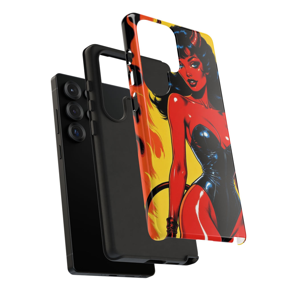Devil Pin-Up Phone Case — Vintage Kitsch Flame Design