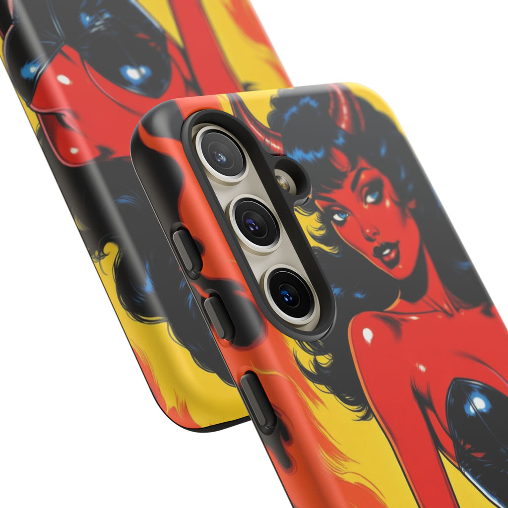 Devil Pin-Up Phone Case — Vintage Kitsch Flame Design