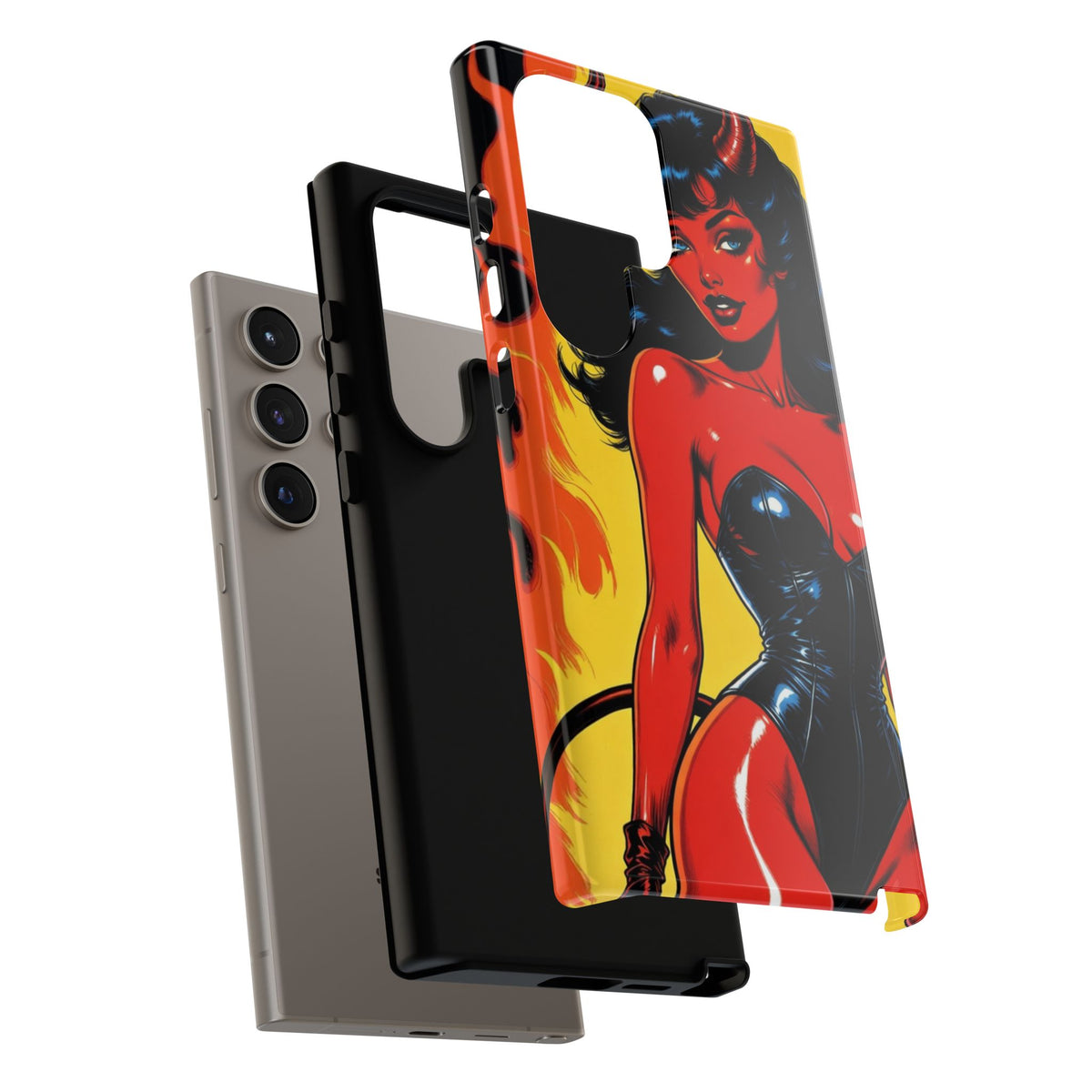 Devil Pin-Up Phone Case — Vintage Kitsch Flame Design