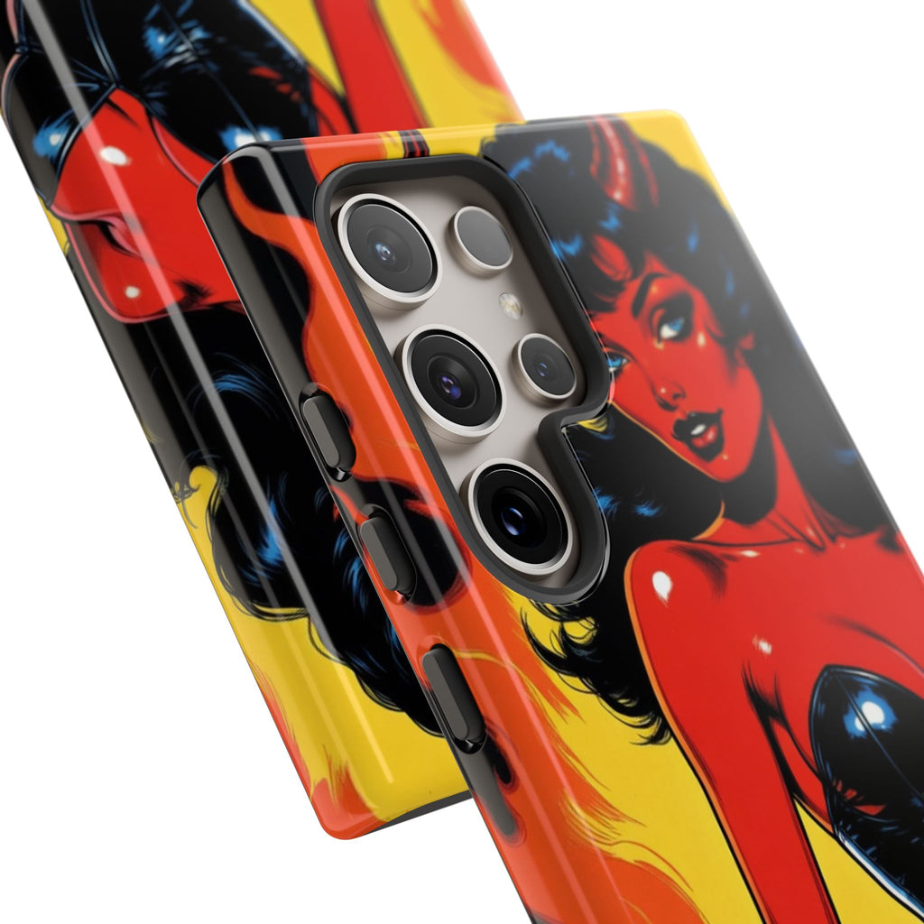 Devil Pin-Up Phone Case — Vintage Kitsch Flame Design