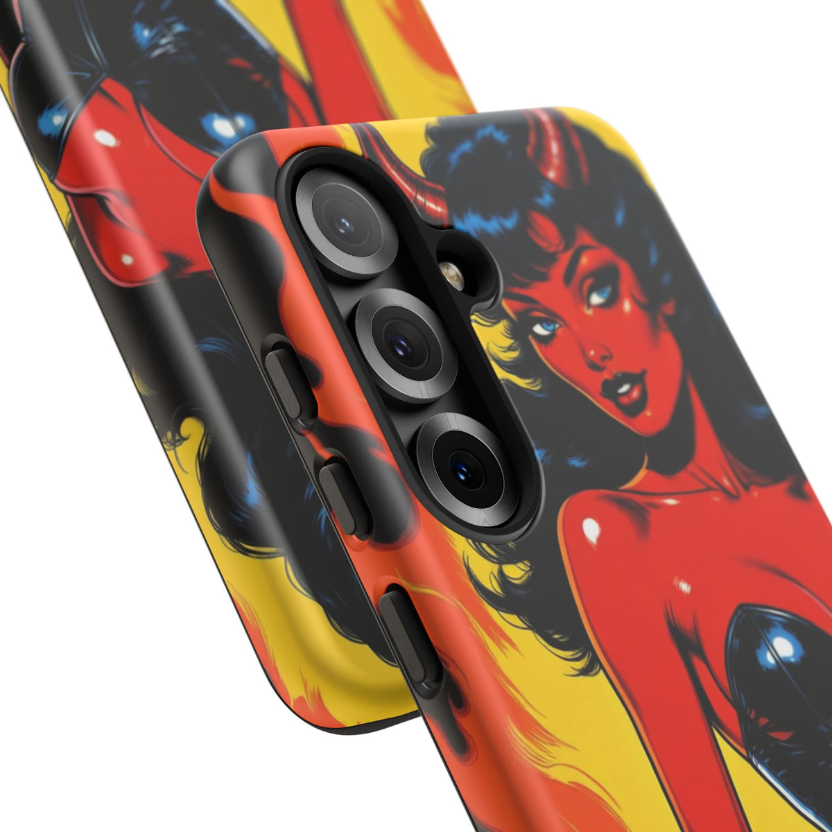 Devil Pin-Up Phone Case — Vintage Kitsch Flame Design