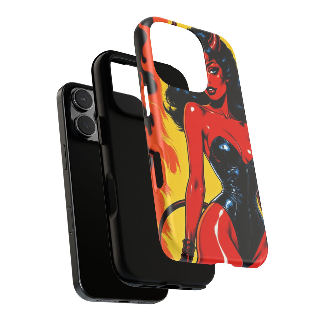 Devil Pin-Up Phone Case — Vintage Kitsch Flame Design