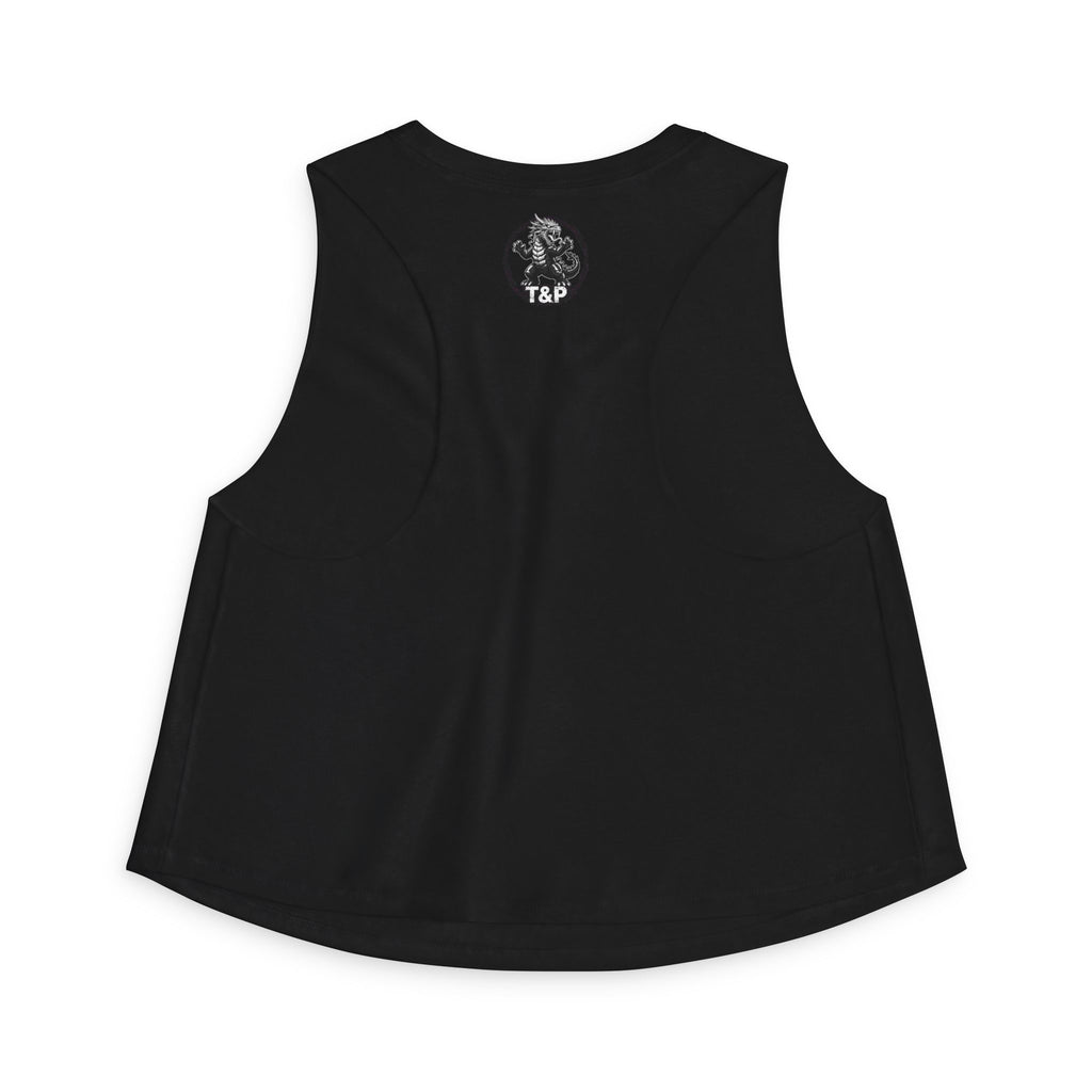 Tooth and Pixel- 'Kraken's Surf Shop'— Neon Neo punk surf, Shark, Monster Graphic Women's Crop Top.