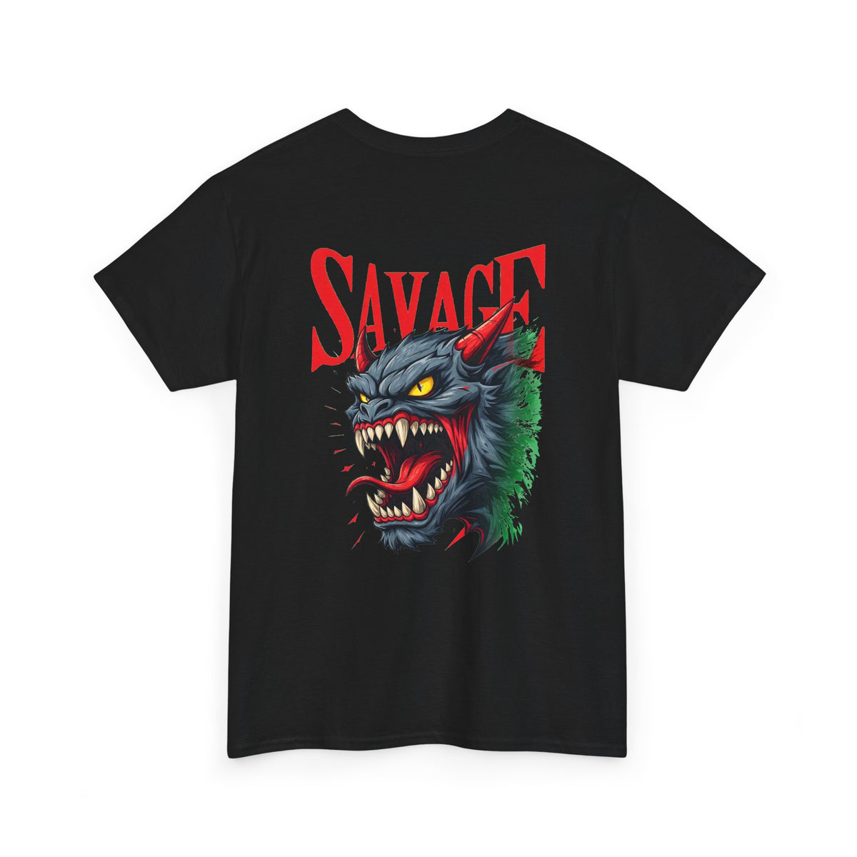 'Savage' Werebeast Graphic Tee – Retro Blue Monster Illustration by T&P Apparel