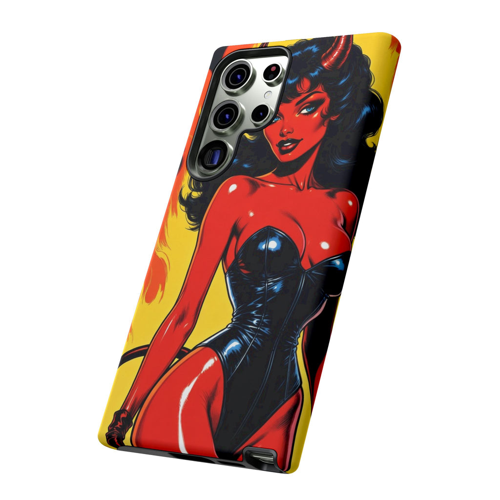 Devil Pin-Up Phone Case — Vintage Kitsch Flame Design