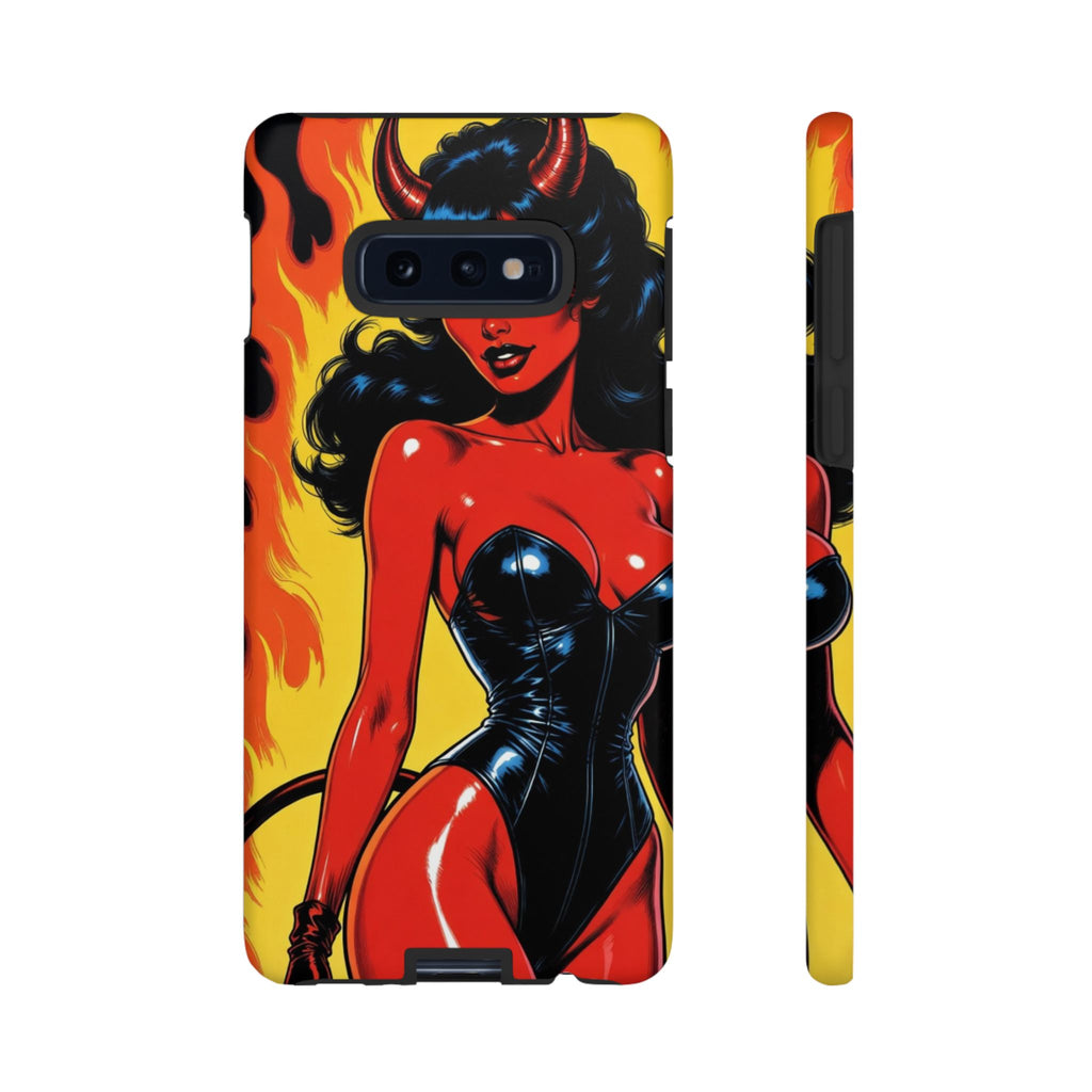 Devil Pin-Up Phone Case — Vintage Kitsch Flame Design