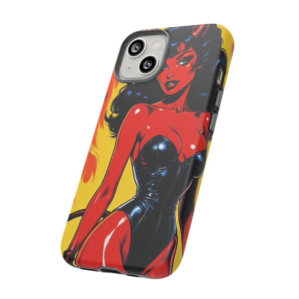 Devil Pin-Up Phone Case — Vintage Kitsch Flame Design
