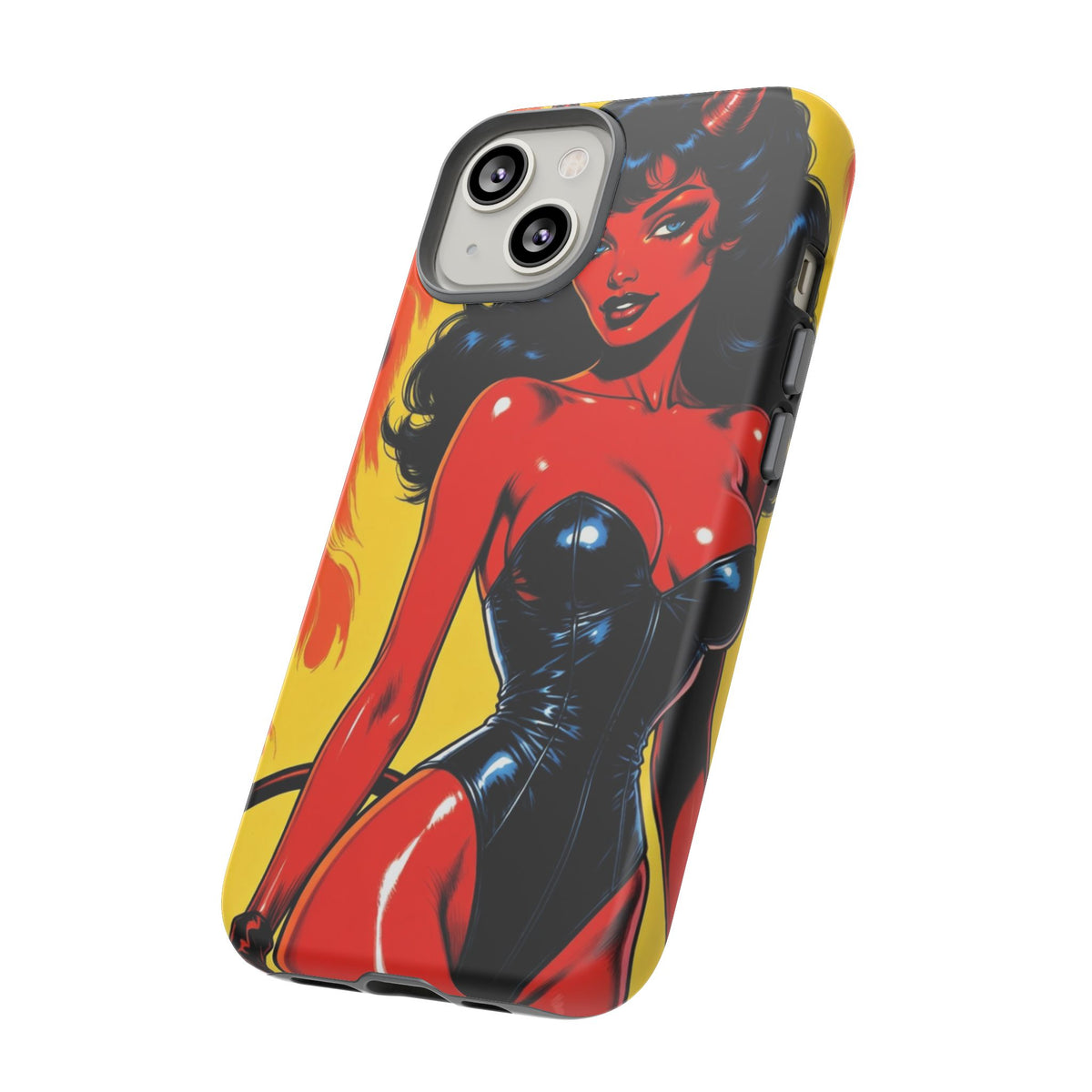 Devil Pin-Up Phone Case — Vintage Kitsch Flame Design