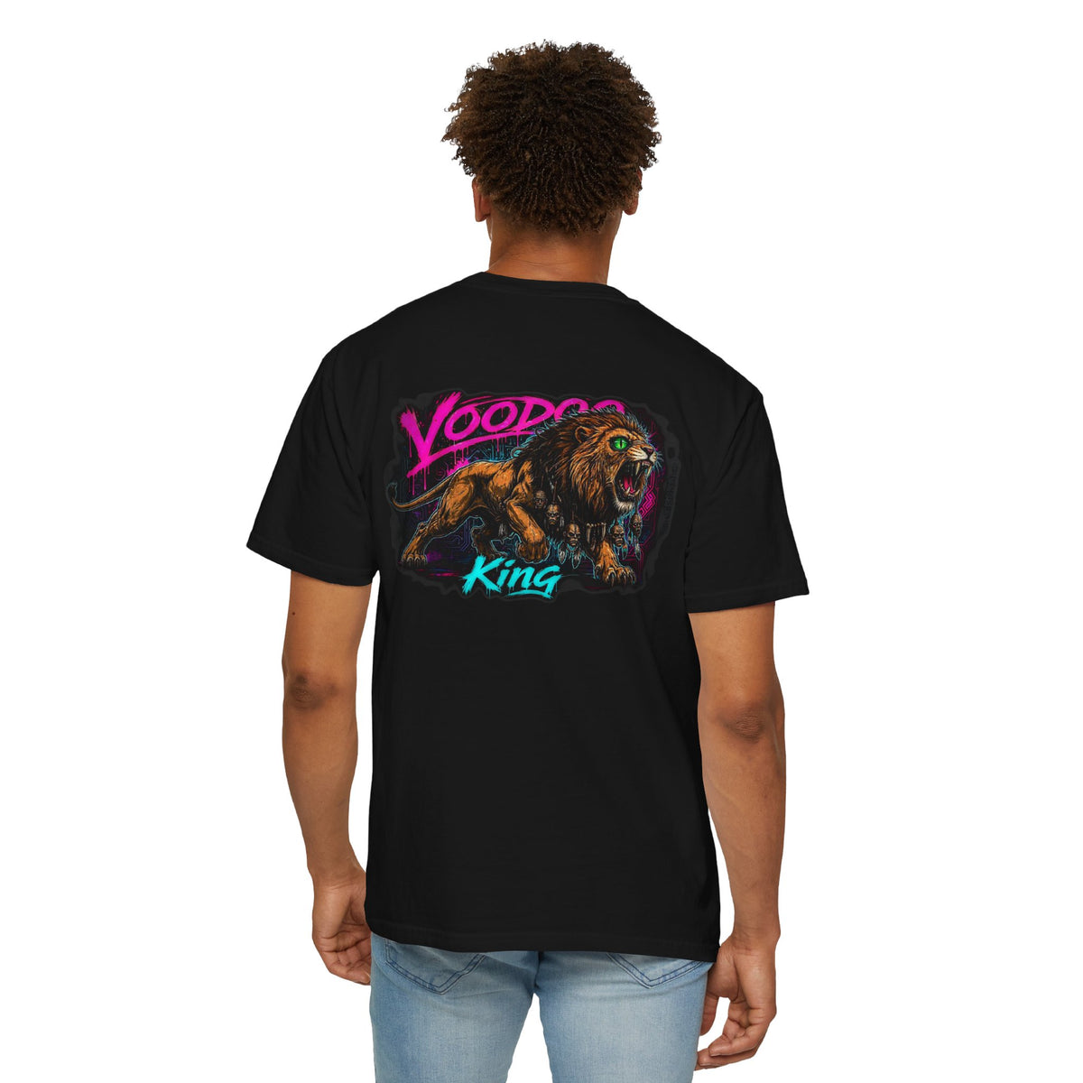Tooth and Pixel- 'Eye of the King' Tribal Neon Lion Graphic Tee