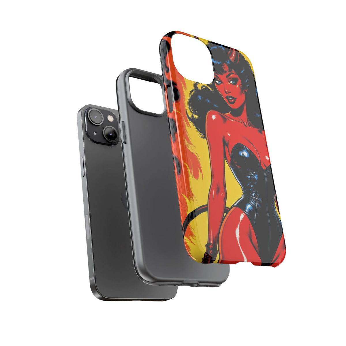 Devil Pin-Up Phone Case — Vintage Kitsch Flame Design