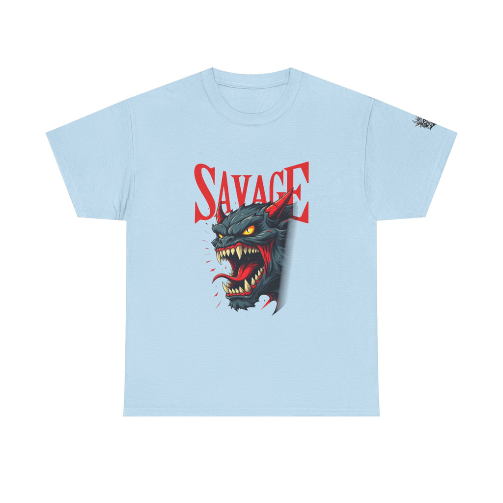Savage Demon Graphic Tee — Fierce Retro Cat Illustration T‑Shirt