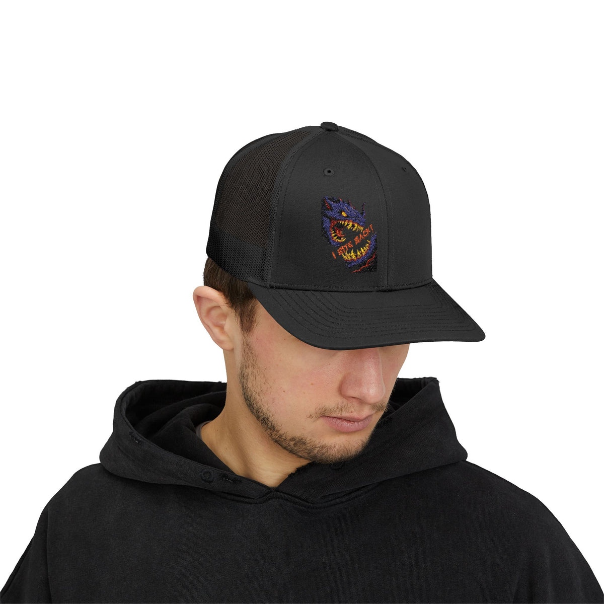 Tooth and Pixel -'I bite back' Blue Beast Monster Trucker Cap