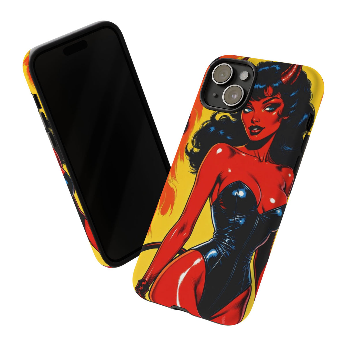 Devil Pin-Up Phone Case — Vintage Kitsch Flame Design