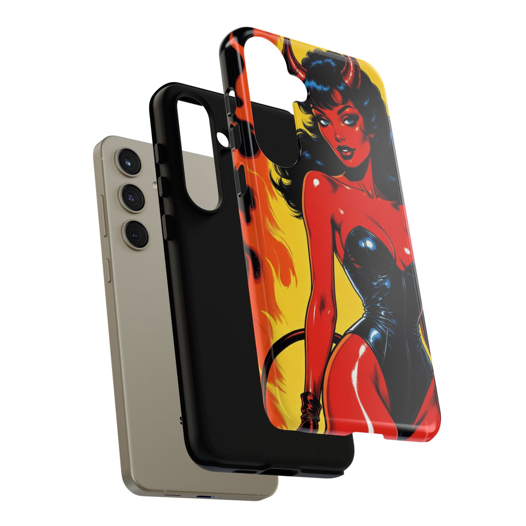 Devil Pin-Up Phone Case — Vintage Kitsch Flame Design