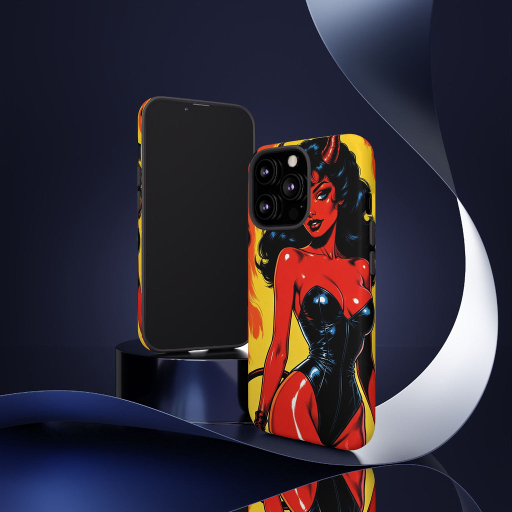 Devil Pin-Up Phone Case — Vintage Kitsch Flame Design