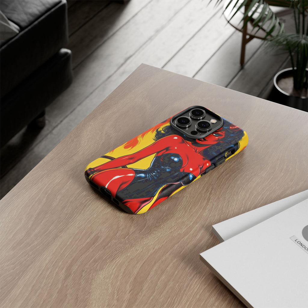 Devil Pin-Up Phone Case — Vintage Kitsch Flame Design
