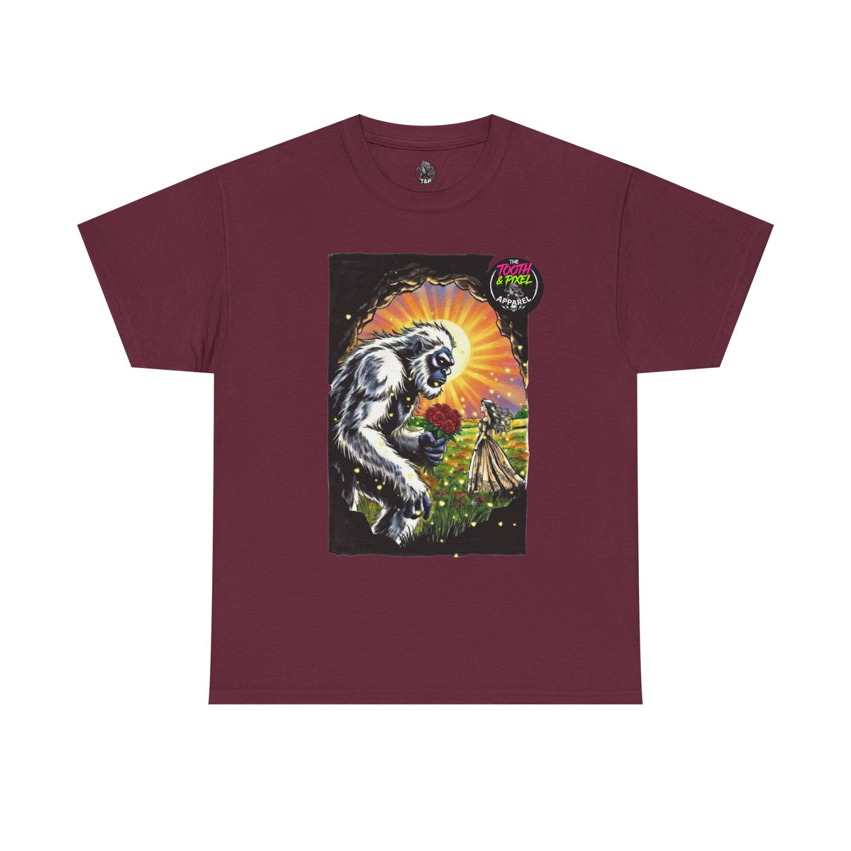 Tooth and Pixel- Valentine's Yeti Tee — "A Beast of a Gift" Romantic Graphic T-Shirt.