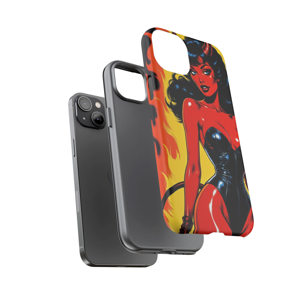 Devil Pin-Up Phone Case — Vintage Kitsch Flame Design