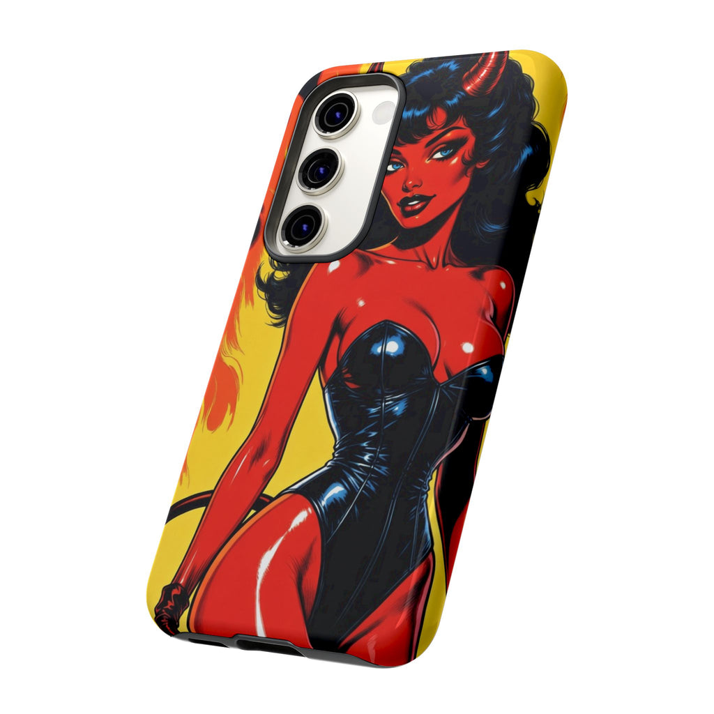 Devil Pin-Up Phone Case — Vintage Kitsch Flame Design