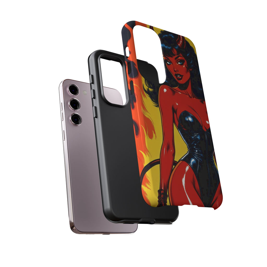 Devil Pin-Up Phone Case — Vintage Kitsch Flame Design