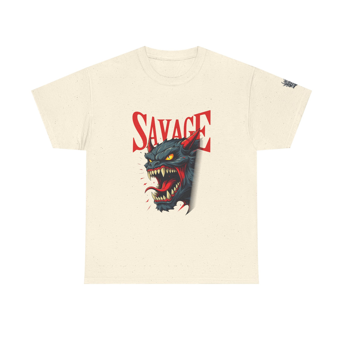 Savage Demon Graphic Tee — Fierce Retro Cat Illustration T‑Shirt