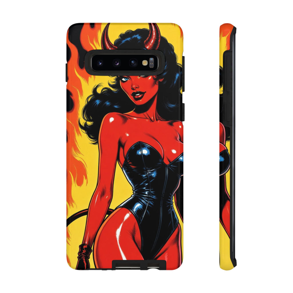 Devil Pin-Up Phone Case — Vintage Kitsch Flame Design