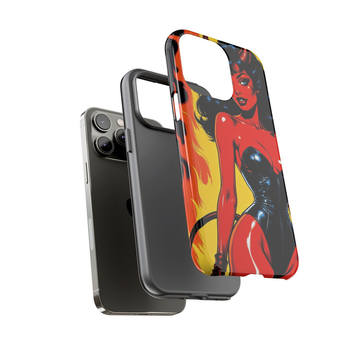 Devil Pin-Up Phone Case — Vintage Kitsch Flame Design