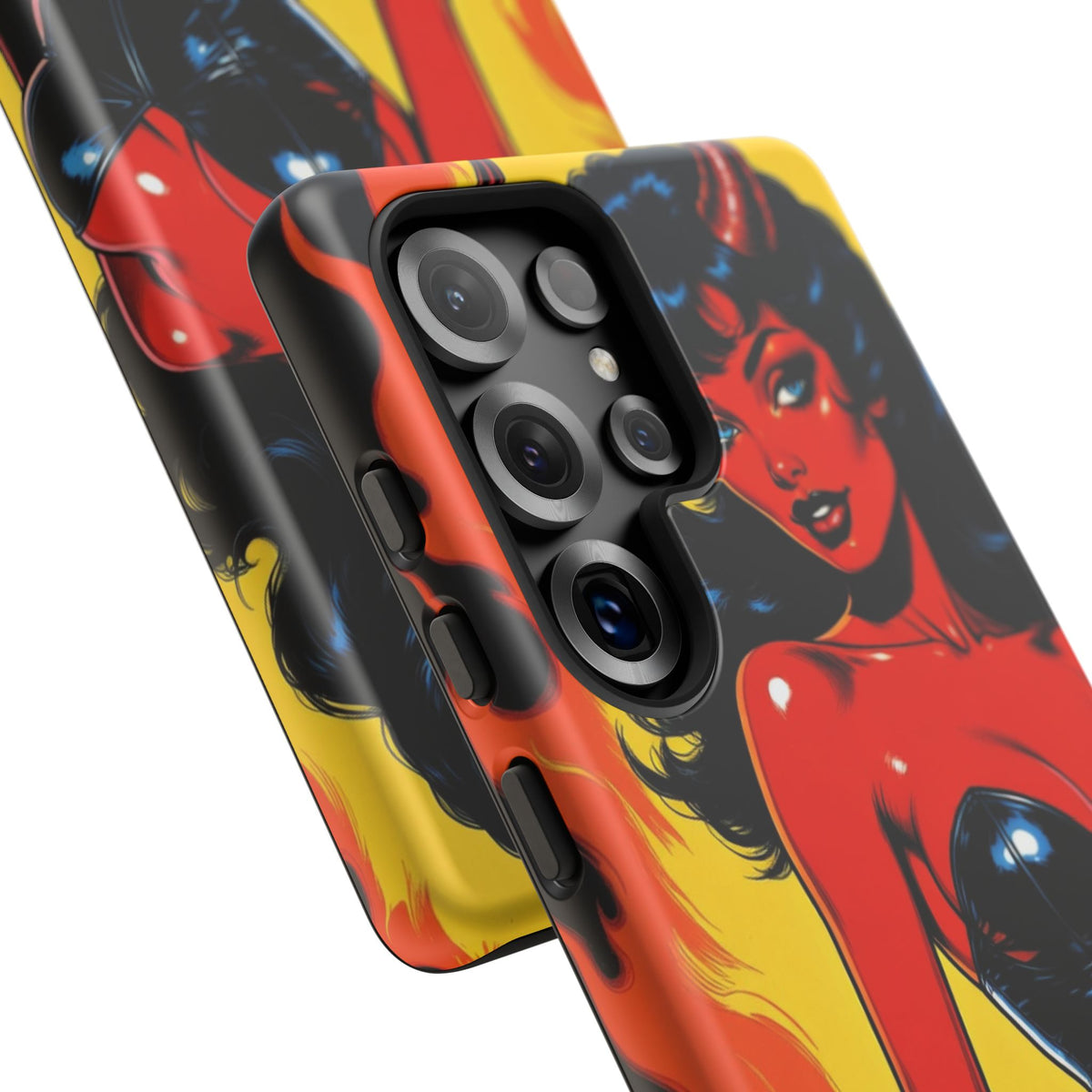 Devil Pin-Up Phone Case — Vintage Kitsch Flame Design
