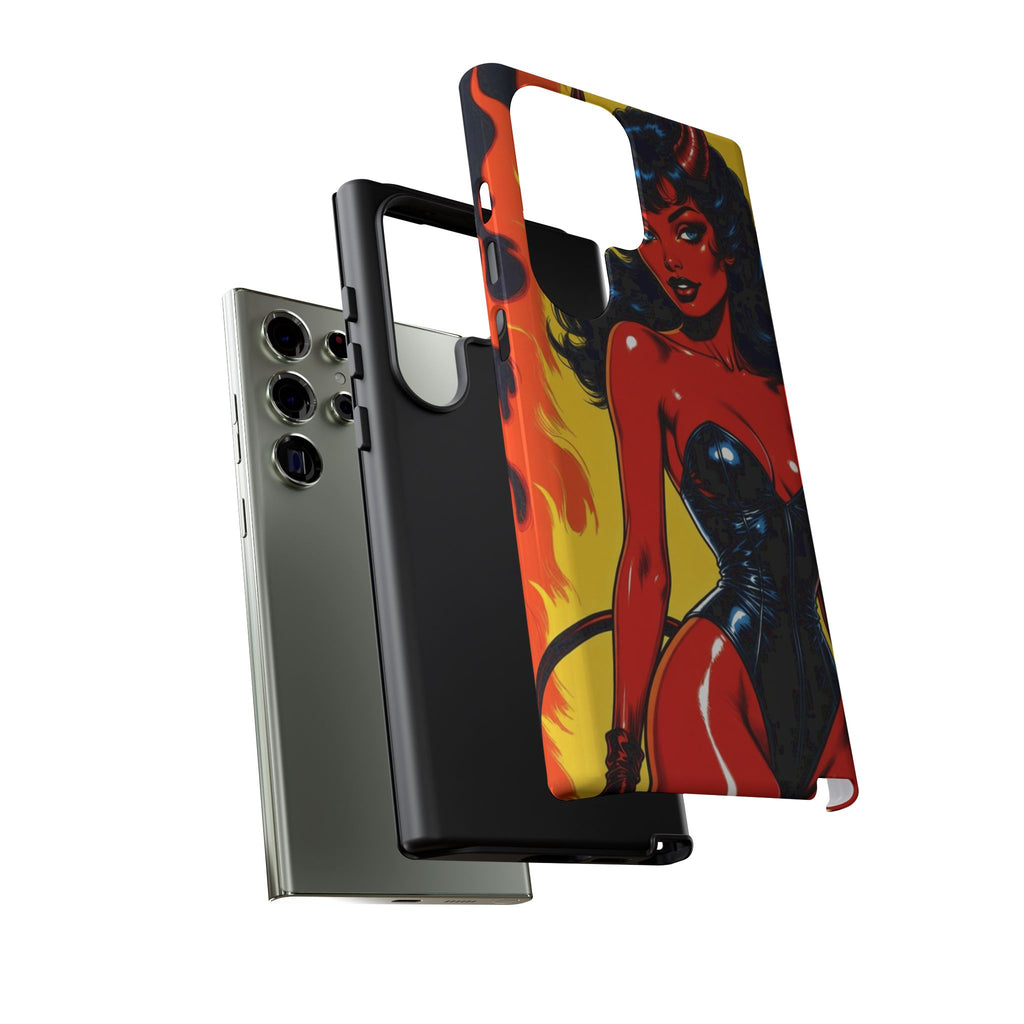 Devil Pin-Up Phone Case — Vintage Kitsch Flame Design