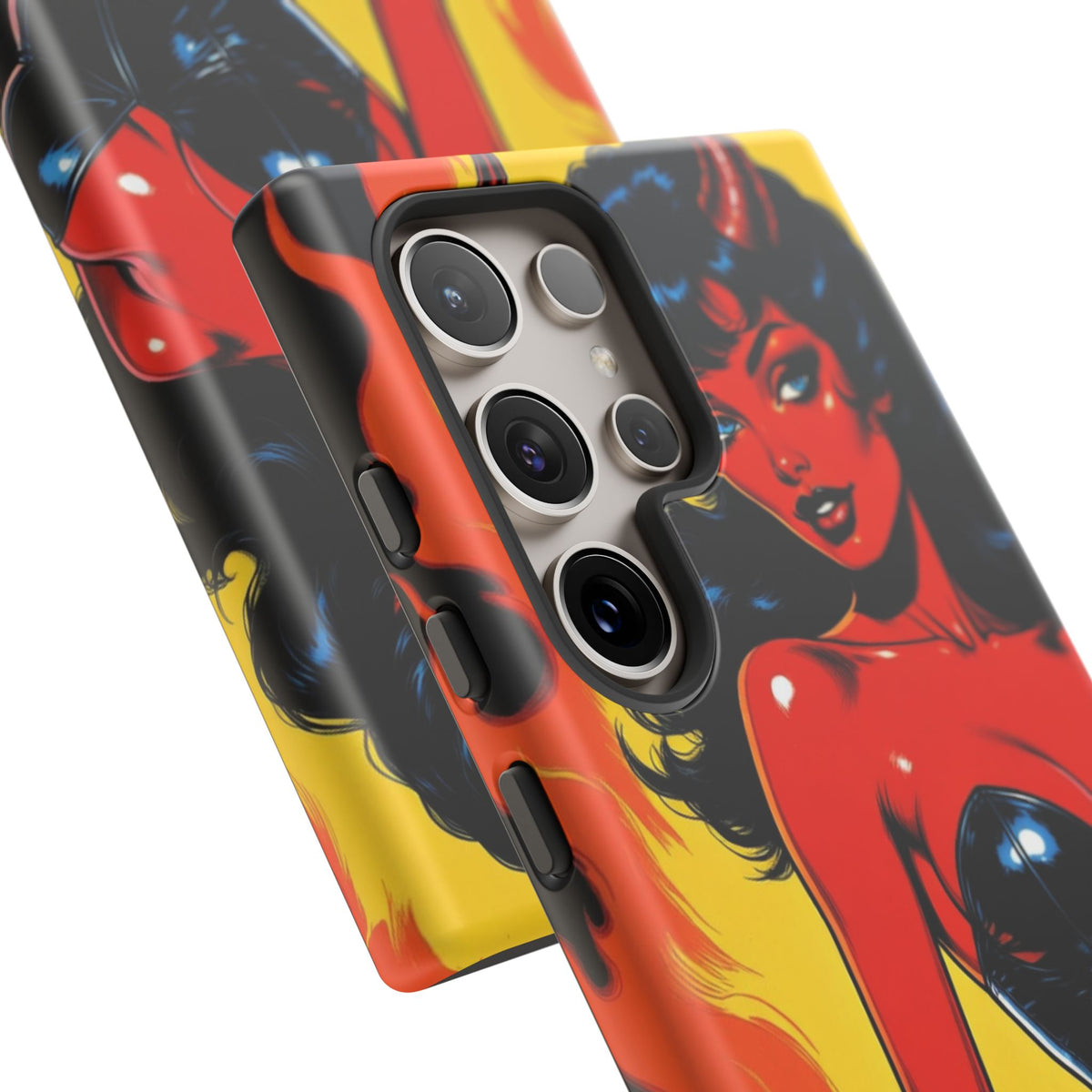 Devil Pin-Up Phone Case — Vintage Kitsch Flame Design