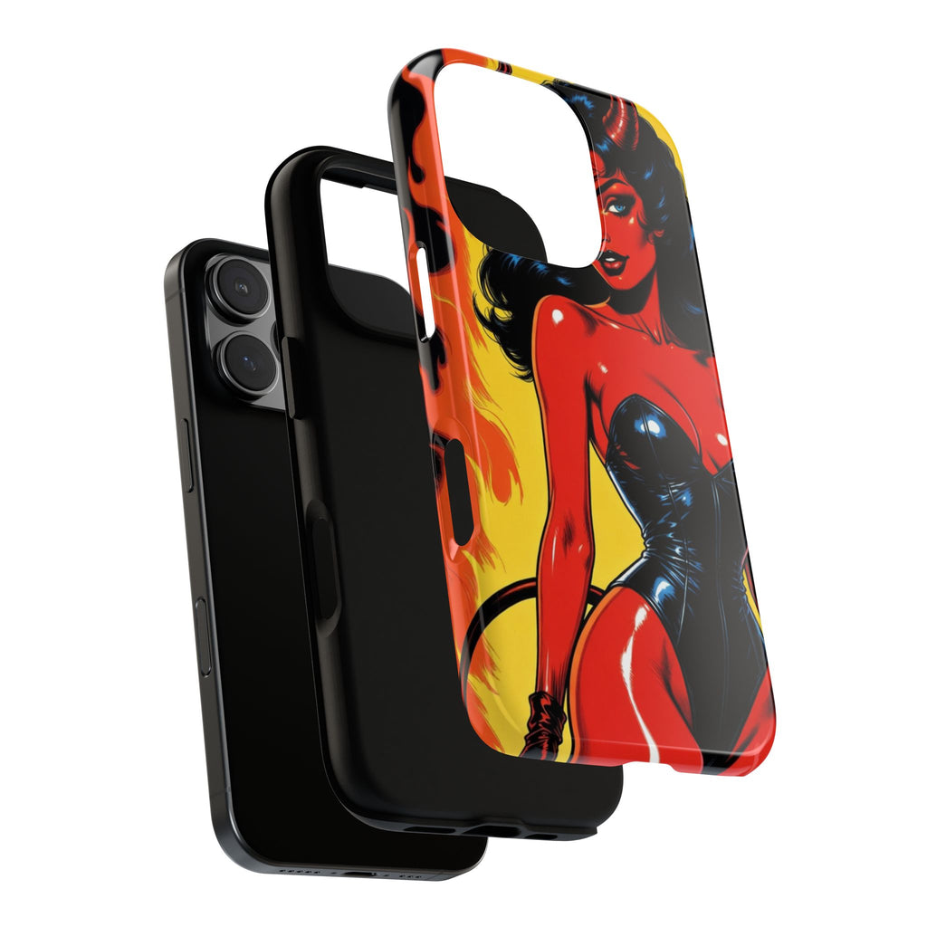 Devil Pin-Up Phone Case — Vintage Kitsch Flame Design