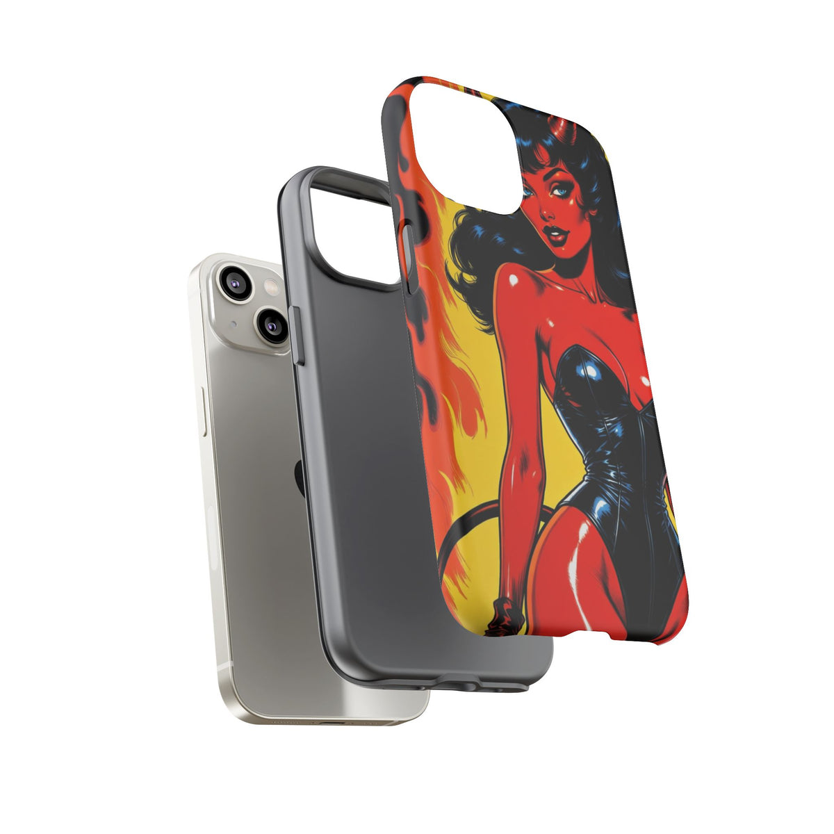 Devil Pin-Up Phone Case — Vintage Kitsch Flame Design