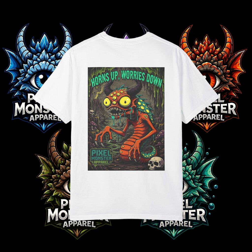 Tooth and Pixel- . "Horns Up, Worries Down" T-Shirt. Wear it to the office BBQ we dare ya!