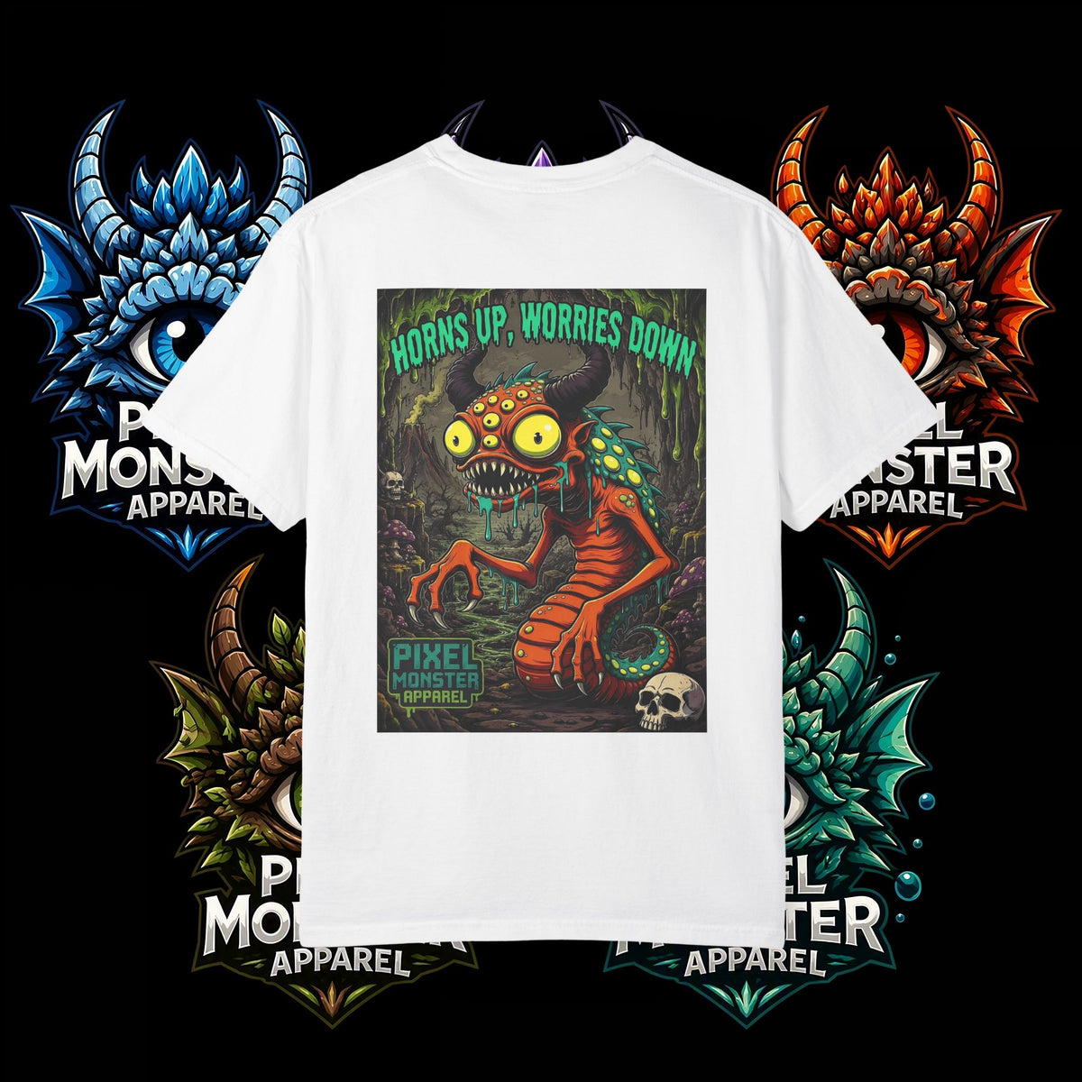 Tooth and Pixel- . "Horns Up, Worries Down" T-Shirt. Wear it to the office BBQ we dare ya!