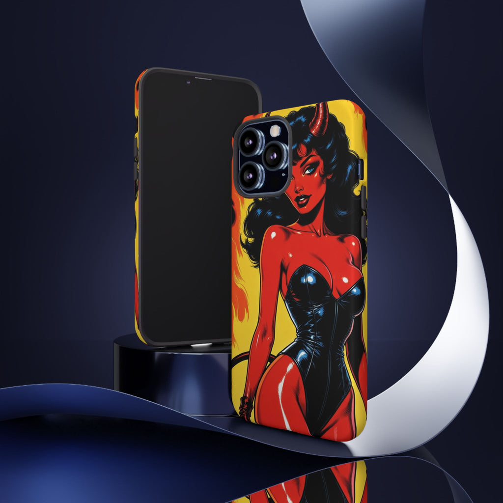 Devil Pin-Up Phone Case — Vintage Kitsch Flame Design