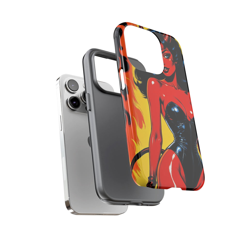 Devil Pin-Up Phone Case — Vintage Kitsch Flame Design