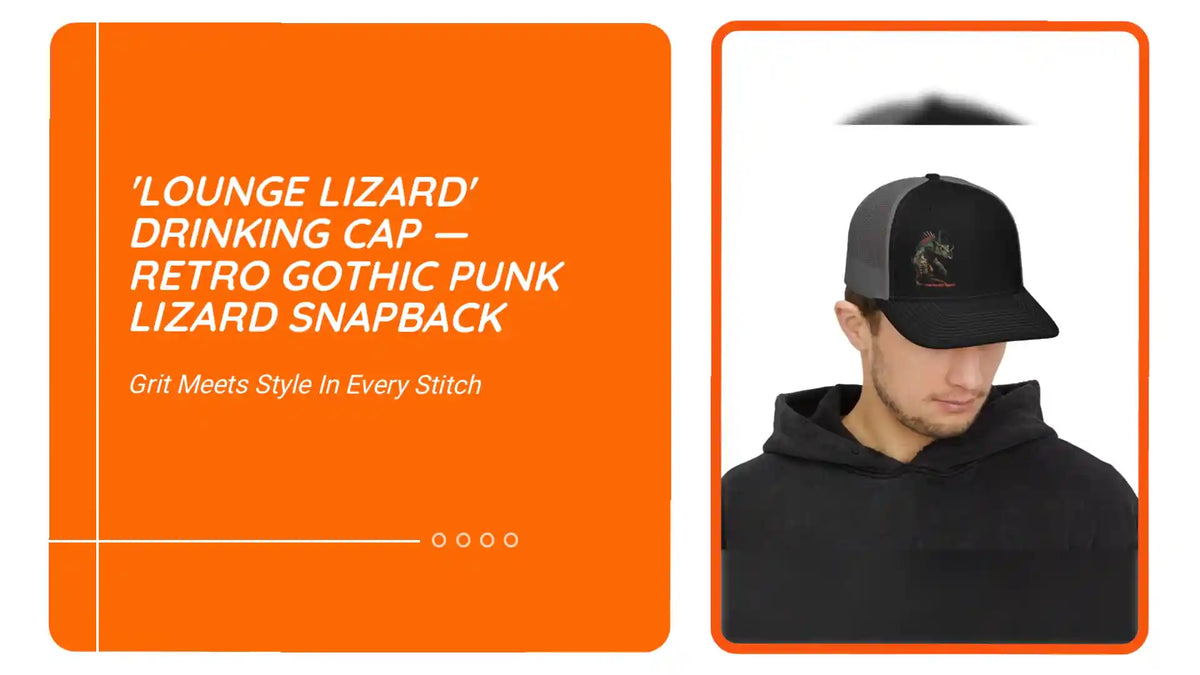 'Lounge Lizard' Drinking Cap &mdash; Retro Gothic Punk Lizard Snapback by@Outfy